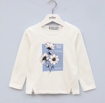 Детска блуза момиче дълъг ръкав, цвят екрю 