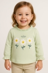 Детска блуза момиче дълъг ръкав, зелен цвят