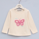 Детска блуза момиче дълъг ръкав, бежов цвят