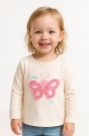 Детска блуза момиче дълъг ръкав, бежов цвят