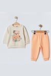 Бебешки комплект вата за момиче с дълъг ръкав, свeтло оранжев цвят