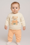 Бебешки комплект вата за момиче с дълъг ръкав, свeтло оранжев цвят