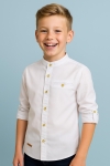 Детска риза за момче с дълъг ръкав, бял цвят