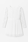Детска рокля дълъг ръкав, бял цвят