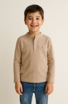 Детска блуза за момче с дълъг ръкав, бежов цвят