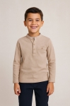 Детска блуза за момче с дълъг ръкав, бежов цвят
