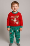 Детски комплект с дълъг ръкав Коледа, зелен цвят