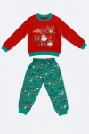 Детски комплект с дълъг ръкав Коледа, зелен цвят