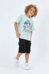Детски комплект за момче с къс ръкав, цвят мента 