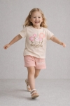 Детски комплект за момиче с къс ръкав, светло розов цвят    