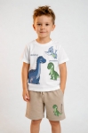 Детски комплект за момче с къс ръкав, цвят екрю
