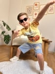 Детски комплект за момче с къс ръкав, жълт цвят