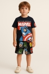 Детски комплект с къс ръкав Marvel, черен цвят