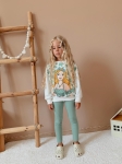 Детски комплект за момиче с дълъг ръкав Barbie, зелен цвят