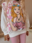 Детски комплект за момиче с дълъг ръкав Barbie, розов цвят