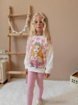 Детски комплект за момиче с дълъг ръкав Barbie, розов цвят