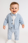Детски комплект за момче с дълъг ръкав 4 части, син цвят