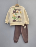 Детски комплект за момче дълъг ръкав, кафяв цвят