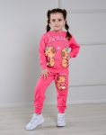 Детски комплект за момиче с дълъг ръкав, цвят циклама