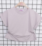 Детска тениска за момиче, светло лилав цвят  