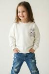 Детска блуза за момиче с дълъг ръкав, бял цвят 