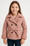 Детско зимно палто за момиче, цвят пудра